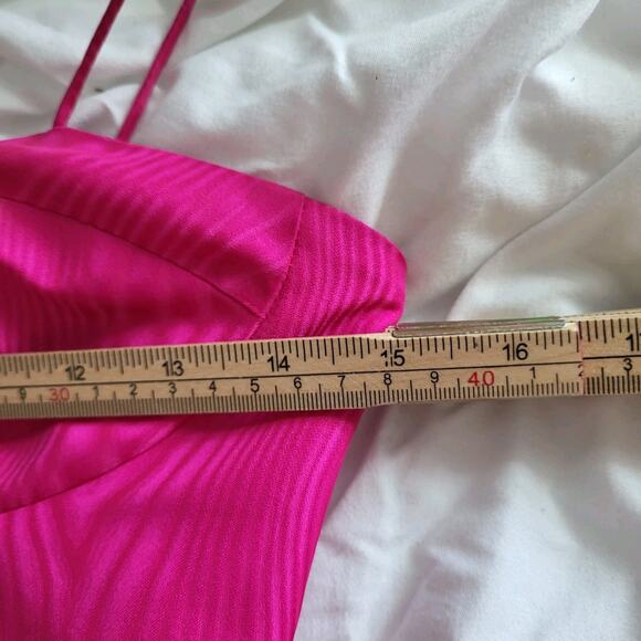 $1360 REBECCA VALLANCE Frenchy Taffeta Gown Hot PinkFuchsia 0 Maxi Dress - Picture 15 of 16